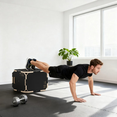 SPORTNOW Non-Slip Plyo Box, Corner-free Wooden Jump Box, 16.1 x14.2