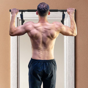 SPORTNOW Pull Up Bar Doorway, Push Up Stand w/ Resistance Bands, Blue