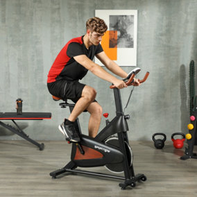 SPORTNOW Quiet Stationary Exercise Bike with Adjustable Seat, Black