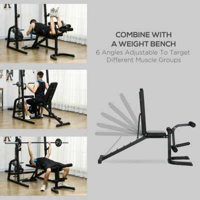 SPORTNOW Smith Machine Power Rack with Pull Up Bar, Lat Pull Down System
