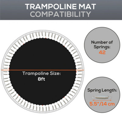 SPORTNOW Trampoline Mat with 42 V-Hooks, for 8ft Trampoline, Black