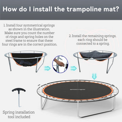 SPORTNOW Trampoline Mat with 54 V-Hooks, for 10ft Trampoline, Orange