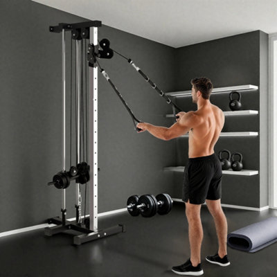 SPORTNOW Wall Mount Cable Station with 15 Positions Adjustable Dual Pulleys