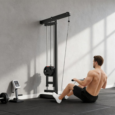 SPORTNOW Wall Mounted Crossover Cable Machine Lat Pull Down Machine