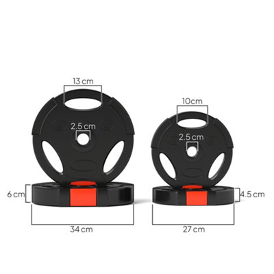SPORTNOW Weight Plates Set for Home Gym, 2 x 10kg, 2 x 5kg, Black
