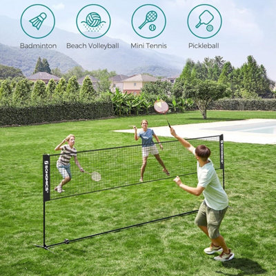 Sports Net for Badminton and Volleyball with Adjustable Poles, Mid ...