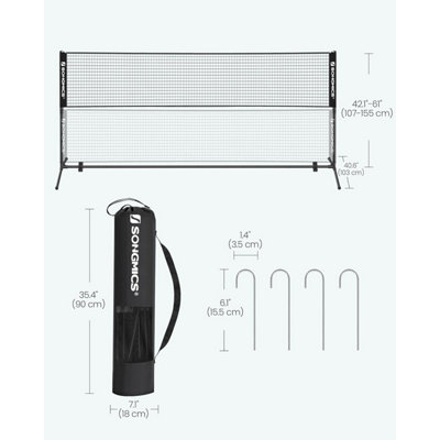 Sports Net for Badminton and Volleyball with Adjustable Poles, Mid ...