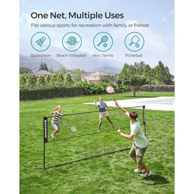 Sports Net for Badminton and Volleyball with Adjustable Poles, Mid ...