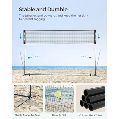 Sports Net for Badminton and Volleyball with Adjustable Poles, Mid ...