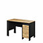 SPOT Desk with Storage with LED Lighting (H)75mm (W)1220mm (D)580mm - Oak Artisan and Black Matt