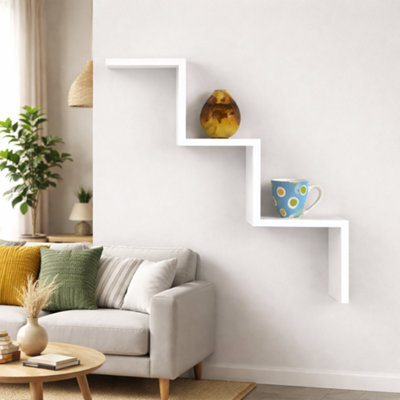 Spot On Dealz Step-Shaped Floating Wall Shelf for Bedroom/Hallway ...