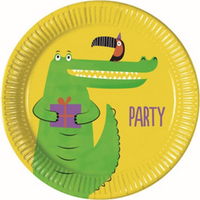 Spot on Gifts Paper Crocodile Party Plates (Pack of 8) Yellow/Green (One Size)