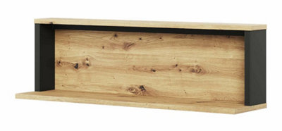 SPOT Wall Shelf (H)280mm (W)920mm (D)220mm - Oak Artisan with Black Accents, Versatile Storage