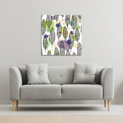 Spotted colored feather seamless pattern, vector background (Canvas Print) / 101 x 101 x 4cm Price Comparisons | Compare The Build