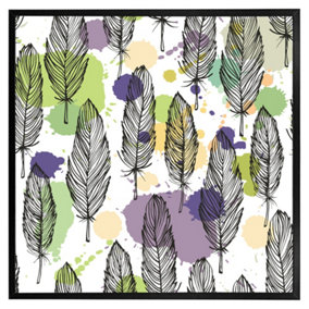 Spotted coloured feather pattern, background (Picutre Frame) / 24x24" / Grey