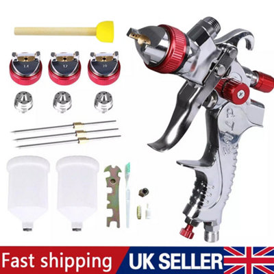 Spray Gun Paint Gun Kit HVLP Gravity Feed Air 1.4mm 1.7mm 2mm 3 Nozzles