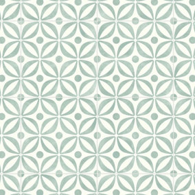 Spring Ceramic Tile Vinyl by Remland (Spring Green, 4m x 3m)