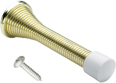 Spring Door Stop 75mm Brassed Pack of 1