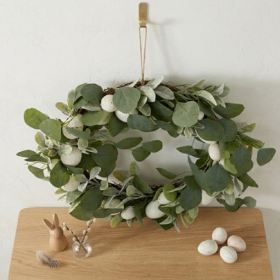 Spring Eucalyptus Speckled Egg Wreath