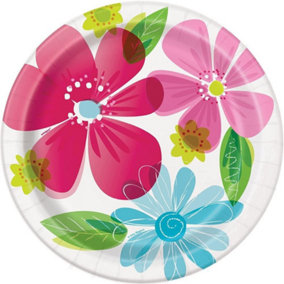 Spring Flower Paper Party Plates (Pack of 8) Multicoloured (One Size)