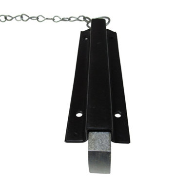 Spring Loaded Chain Bolt Latch (Pull Back Sprung Door Gate Catch Black) - 3