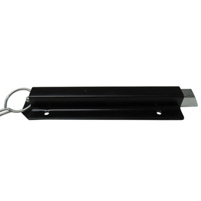 Spring Loaded Chain Bolt Latch (Pull Back Sprung Door Gate Catch Black) - 4
