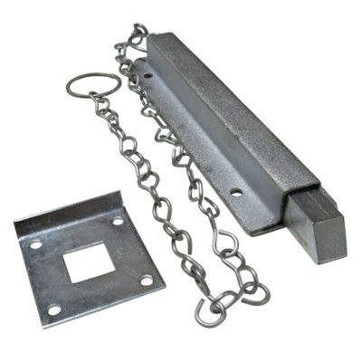 Spring Loaded Chain Bolt Latch (Pull Back Sprung Door Gate Catch Zinc Plated)
