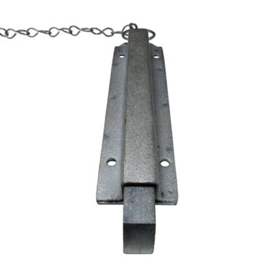 Spring Loaded Chain Bolt Latch (Pull Back Sprung Door Gate Catch Zinc Plated) - 3