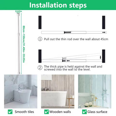 Spring Loaded Extendable Telescopic Tension Curtain Rod for Net Voile ...