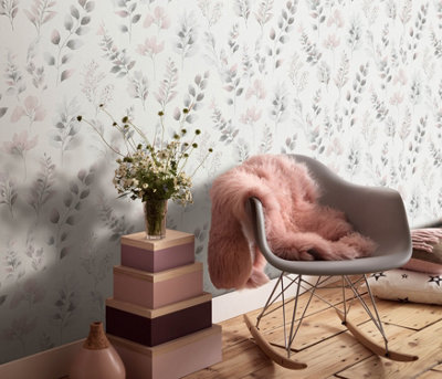 Spring symphony -Textured Blown Wallpaper in pink