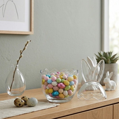 Springtime Bunny Ears Glass Jar