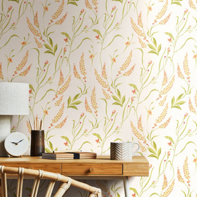 Springtime Meadow - Honey & Peach 10m Wallpaper