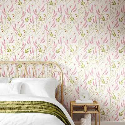 Springtime Meadow - Soft Lavender 10m Wallpaper