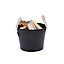 Spruce Small Leather Handled Fireside Wood Bucket Iron Classic Style Black Matte