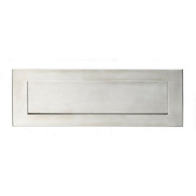 Sprung Inward Opening Letterbox Plate 275mm Fixing Centres Satin Steel