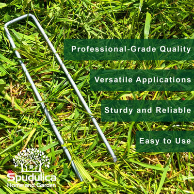 Spudulica 6" Garden Pegs  U Shaped Pins for Weed Membrane, Artificial Grass, Garden Netting, Groundsheet 50 pack