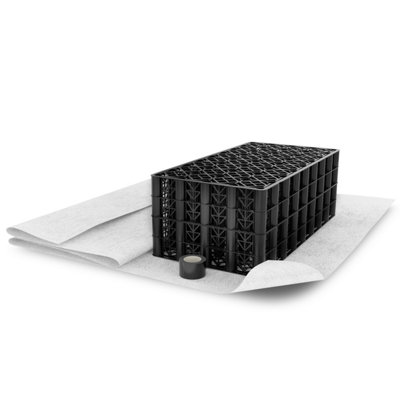 Spudulica Soakaway Crate Kit 380 litres - 2 x 190 litre crates with cut Geotextile & adhesive tape