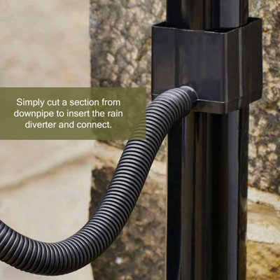 Spudulica Water Butt Rain Diverter Kit For Square 65mm & Round 68mm Pipe - Save downpipe Water for your use