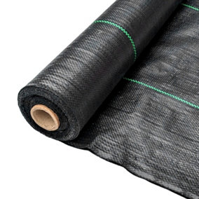 Spudulica Woven Garden Membrane Black Roll - 50m x 1m - 50m2 Weed Control, Ground Cover, Driveway Fabric, Garden Geotextile