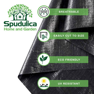 Spudulica Woven Garden Membrane Black Roll - 50m x 1m - 50m2 Weed Control, Ground Cover, Driveway Fabric, Garden Geotextile