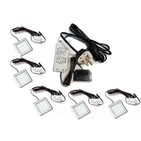SQUARE 1.5W Grey Colour LED Light Kit Under Cabinet Shelf Cupboard - Light Colour White - Lights 5