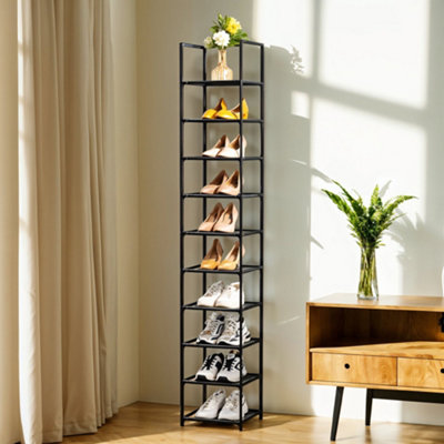 Square 10 Tier Non-woven Fabric Removable Steel Frame High Shoe Rack