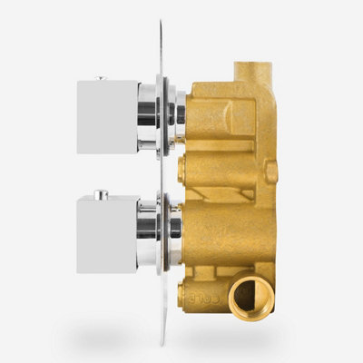 Square 2 Dial 1 Way Concealed Thermostatic Shower Mixer Valve Head Set - 7