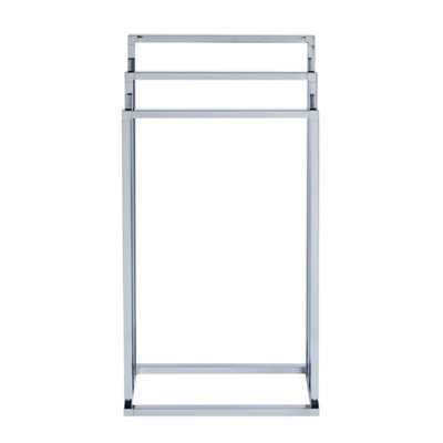Square 3 Rail Tube Towel Stand in Chrome - 3