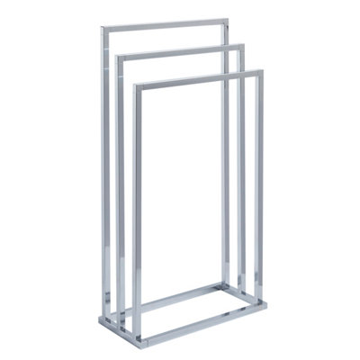 Square 3 Rail Tube Towel Stand in Chrome - 4