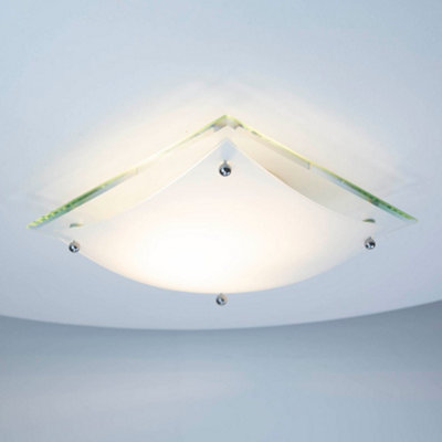 Square 32cm Oyster Ceiling Flush Light