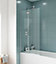 Square 5mm Toughened Safety Glass Centre Hinged Shower Bath Screen - Chrome - Balterley