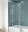 Square 5mm Toughened Safety Glass Centre Hinged Square L Shaped Shower Bath Screen - Chrome - Balterley