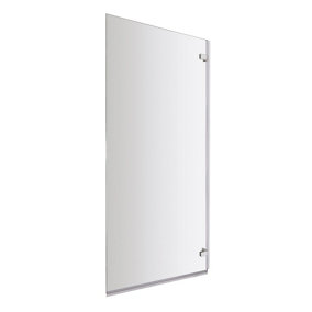 Square 5mm Toughened Safety Glass Hinged Shower Bath Screen - Chrome