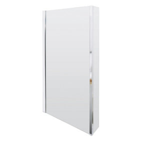 Square 6mm Toughened Safety Glass Reversible L-Shaped Bath Screen Fixed Return - Chrome